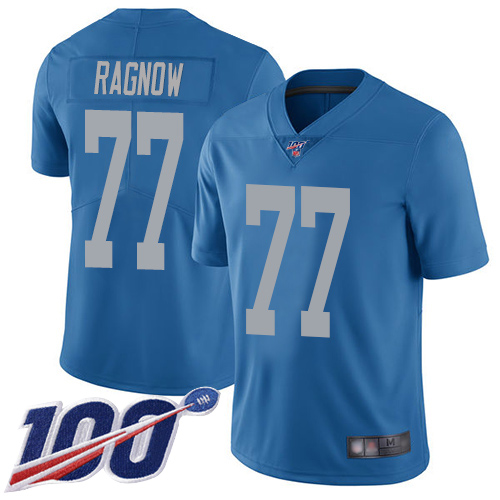 Detroit Lions Limited Blue Men Frank Ragnow Alternate Jersey NFL Football #77 100th Season Vapor Untouchable